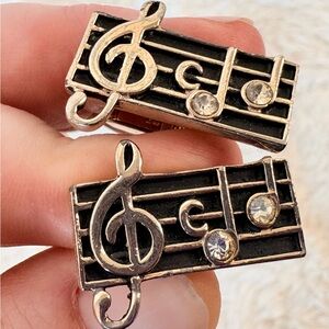 Vintage Swank Music Note Rhinestone Cuff Links